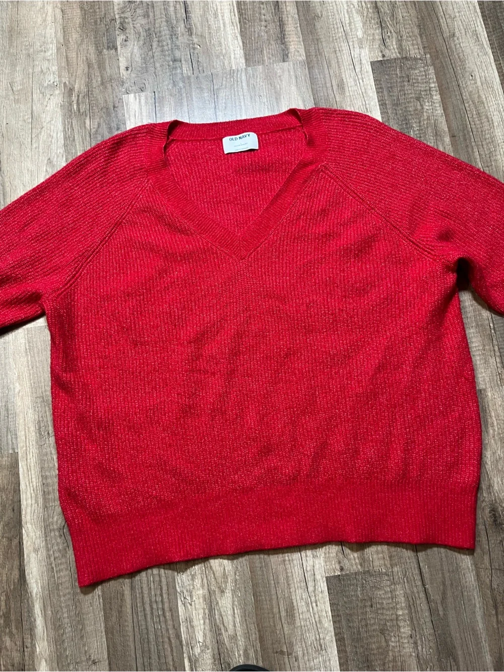 Old Navy Women's Bright Red V-Neck Sweater Size Large